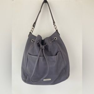 Coach Avery Drawstring Bucket Gray Shoulder Coach Leather Tassel Pebbled F27003